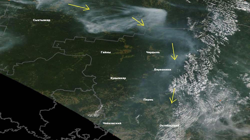 Пожары в пермском крае карта